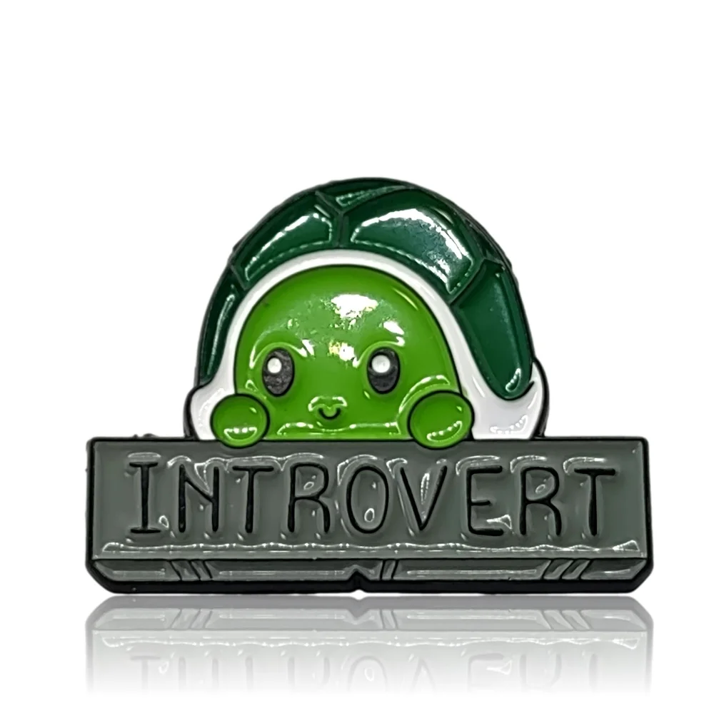 Enamel Frog Turtle Introvert Pin - Picture 1 of 3
